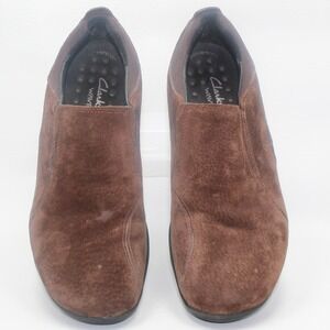 Clarks Wave Brown Suede Slip On Shoes Loafers Women's Size 9‎ M